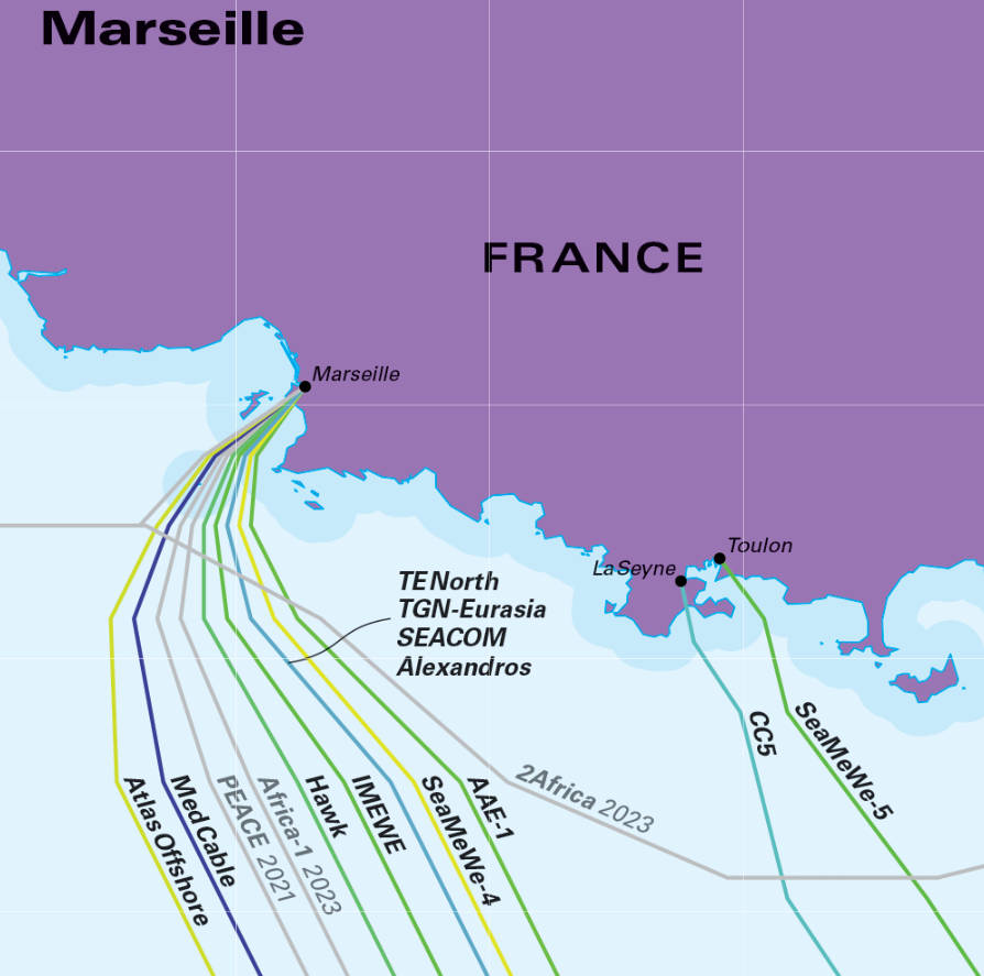 Marsiglia, Mappa dei cqavi internet sottomarini, Ingegneria della Resilienza